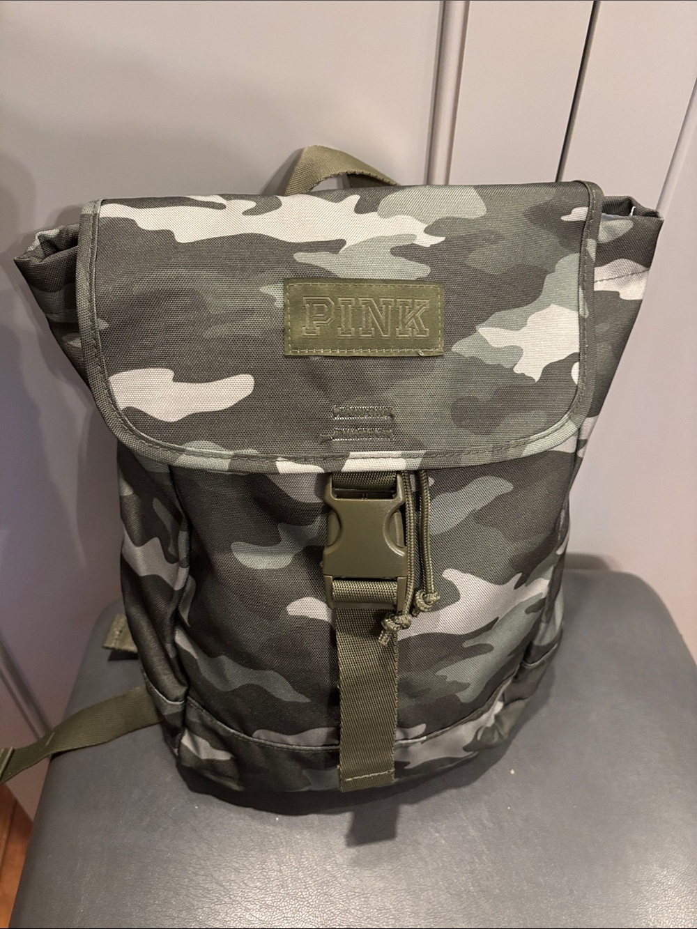 PINK Victoria's Secret Olive Green Camo mini backpack NWT